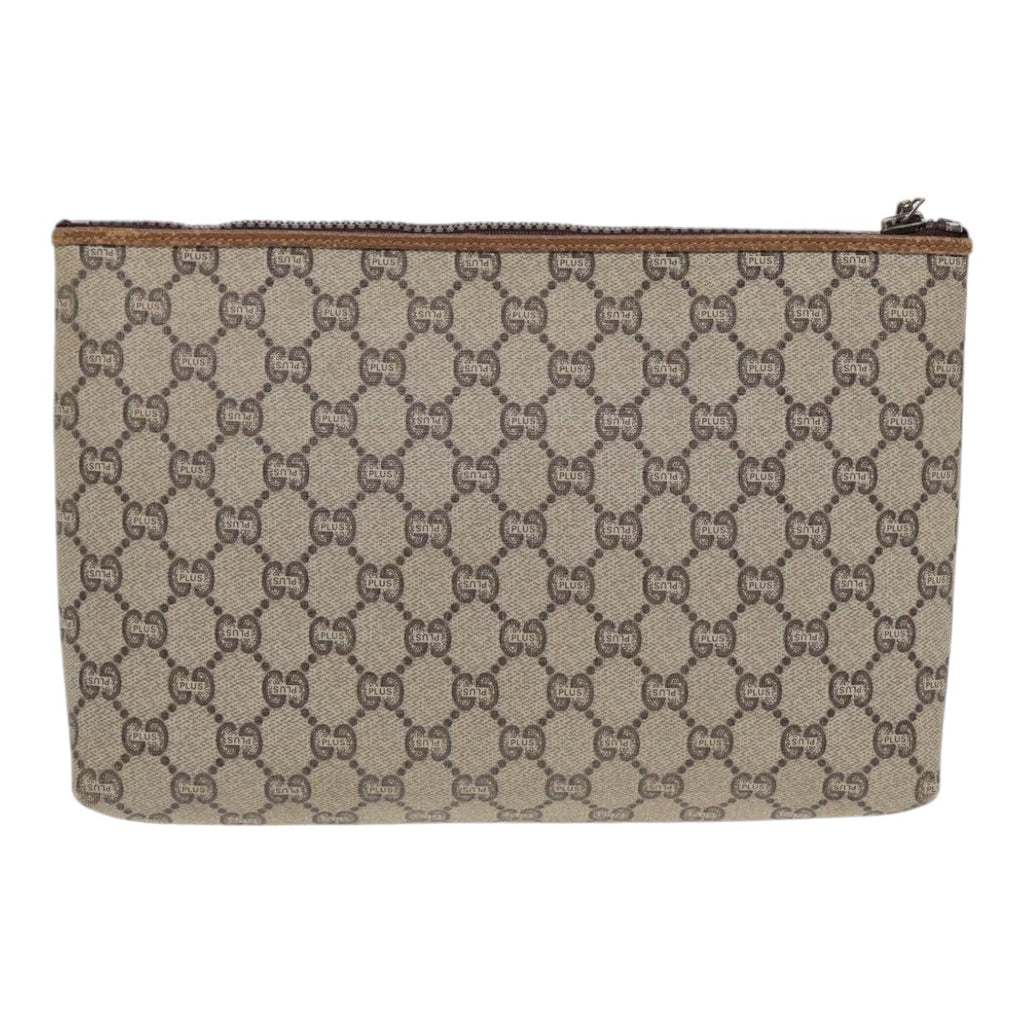 GUCCI GG Plus Supreme Clutch Bag PVC Beige ep5235