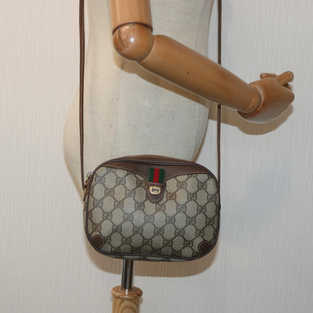 GUCCI GG Supreme Web Sherry Line Shoulder Bag Beige 001 904 2066 ep5238