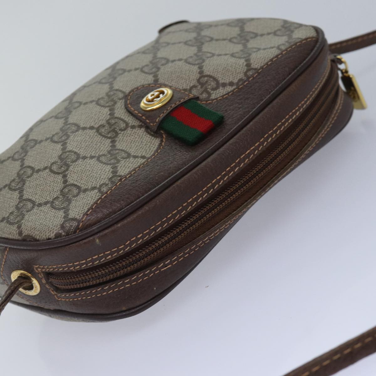 GUCCI GG Supreme Web Sherry Line Shoulder Bag Beige 001 904 2066 ep5238