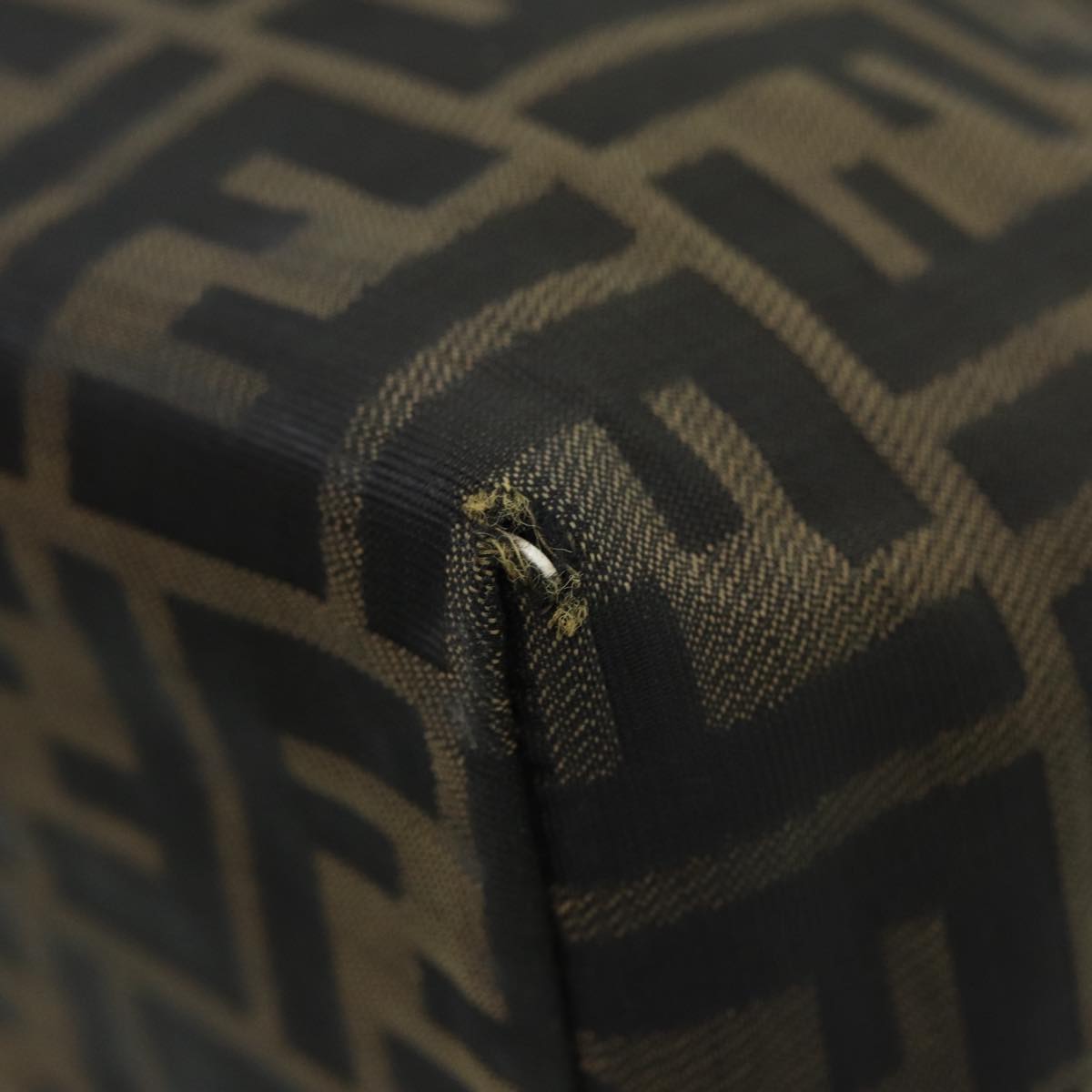 FENDI Zucca Canvas Hand Bag Brown Black Silver ep5241