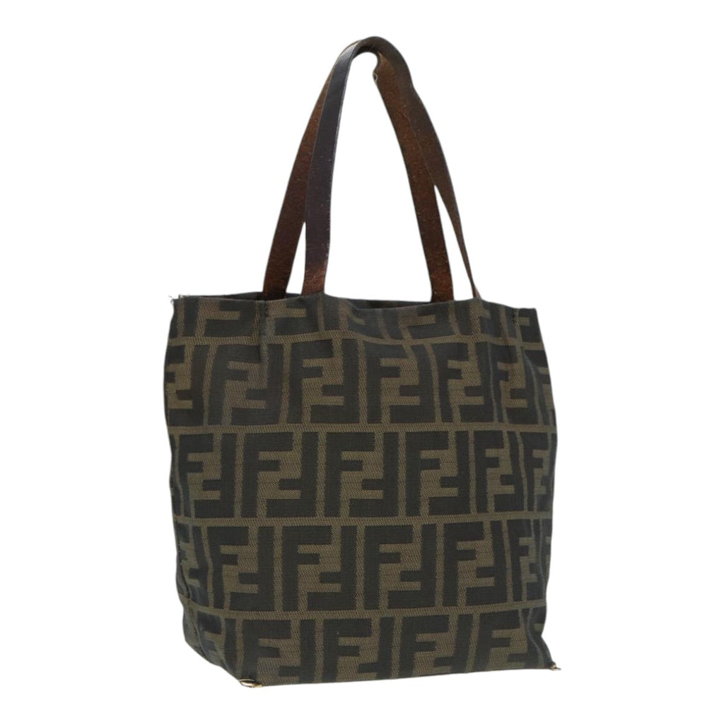 FENDI Zucca Canvas Hand Bag Brown Black Silver ep5241