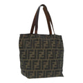 FENDI Zucca Canvas Hand Bag Brown Black Silver ep5241