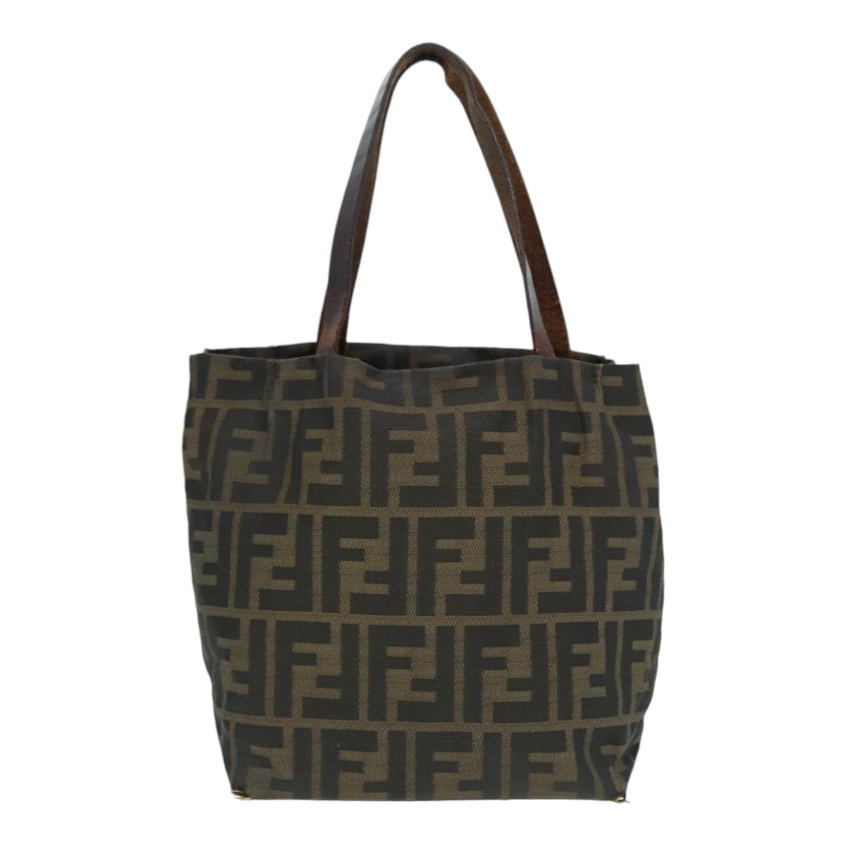 FENDI Zucca Canvas Hand Bag Brown Black Silver ep5241