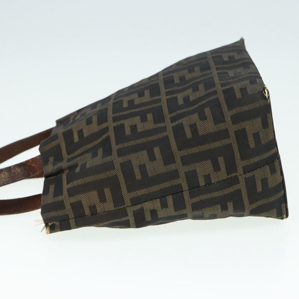 FENDI Zucca Canvas Hand Bag Brown Black Silver ep5241