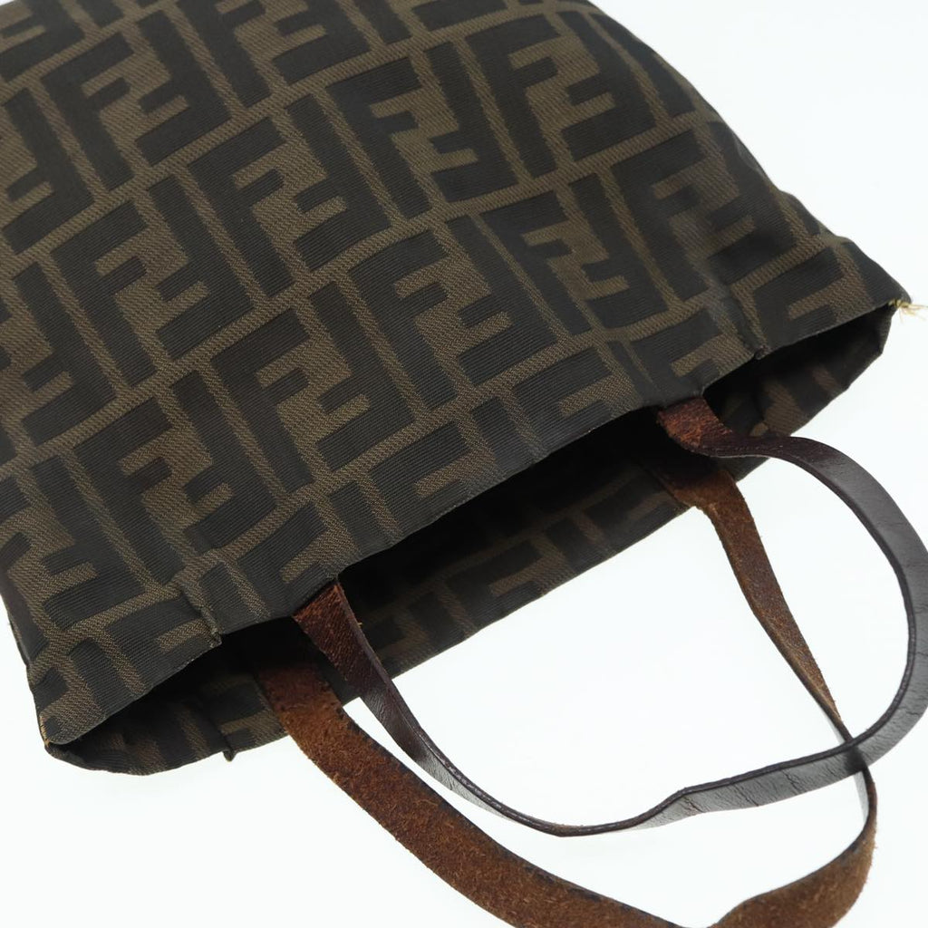 FENDI Zucca Canvas Hand Bag Brown Black Silver ep5241