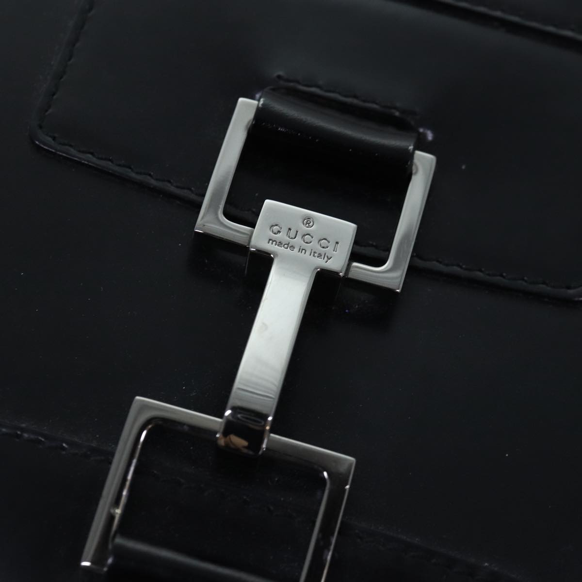 GUCCI Shoulder Bag Enamel Black Silver 002 1132 ep5243