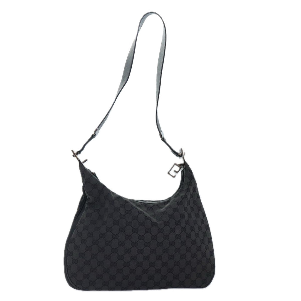 GUCCI GG Canvas Shoulder Bag Silver Black 001 3341 3444 ep5244