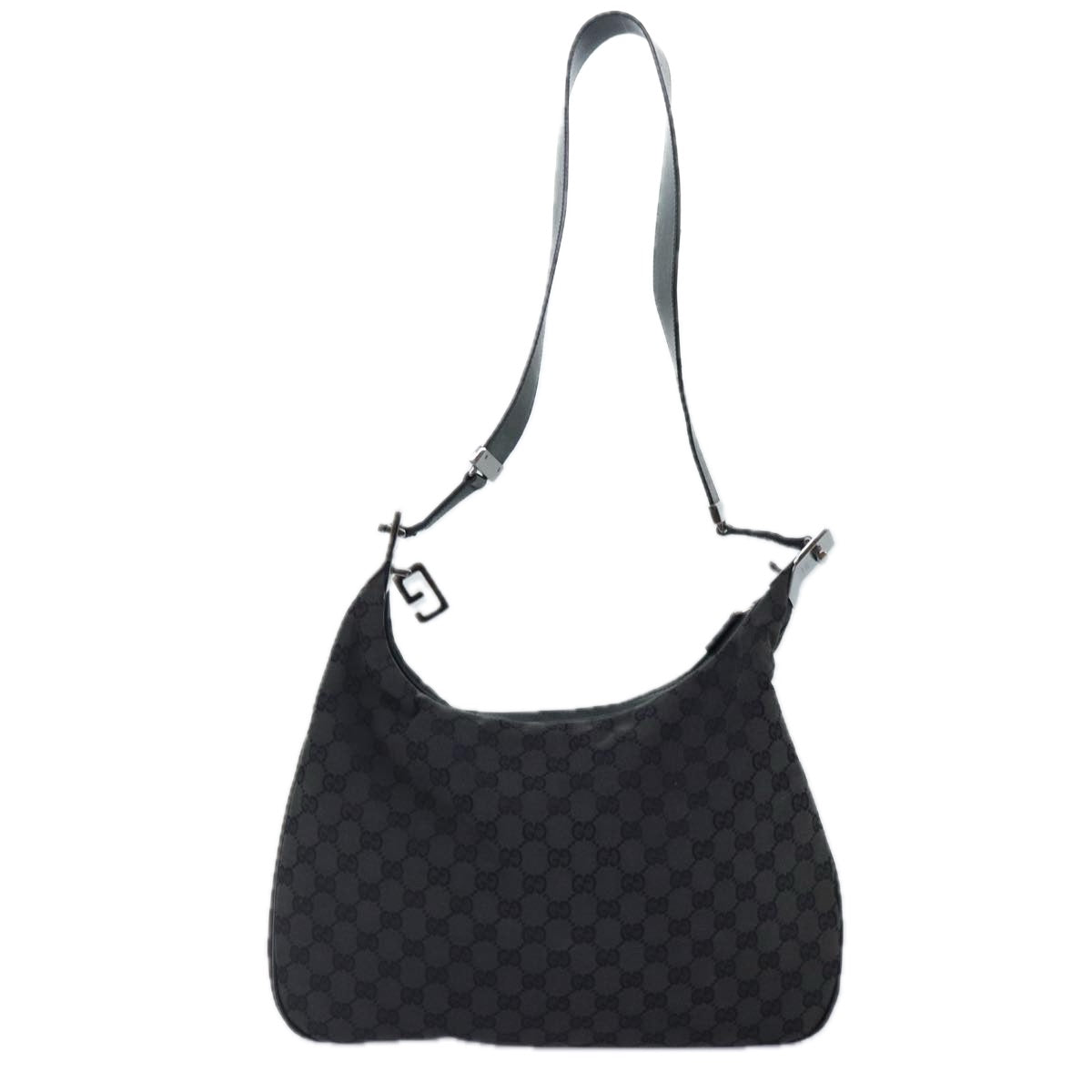 GUCCI GG Canvas Shoulder Bag Silver Black 001 3341 3444 ep5244