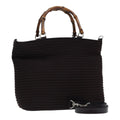 GUCCI Bamboo Hand Bag Canvas Outlet 2way Black Silver 000 1998 0540 ep5245