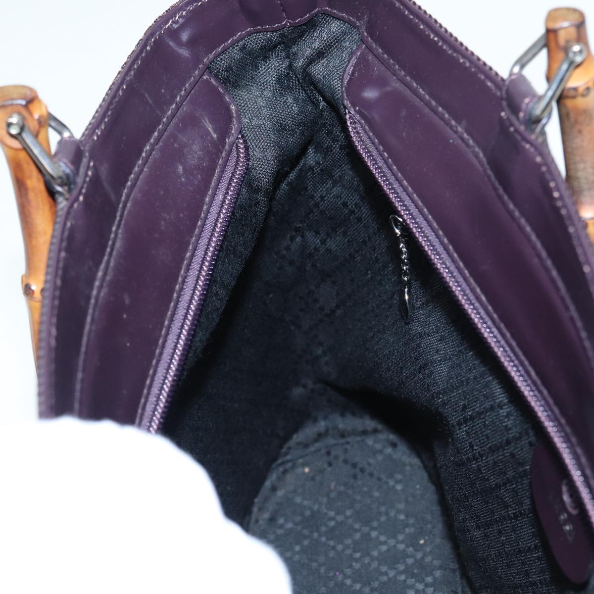 GUCCI Bamboo Hand Bag Canvas Outlet 2way Black Silver 000 1998 0540 ep5245