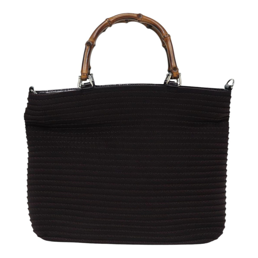 GUCCI Bamboo Hand Bag Canvas Outlet 2way Black Silver 000 1998 0540 ep5245