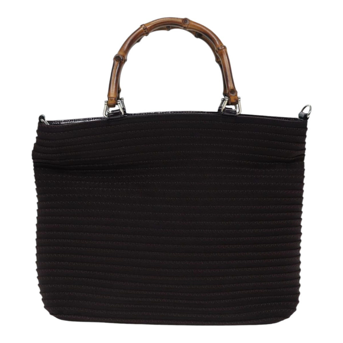 GUCCI Bamboo Hand Bag Canvas Outlet 2way Black Silver 000 1998 0540 ep5245