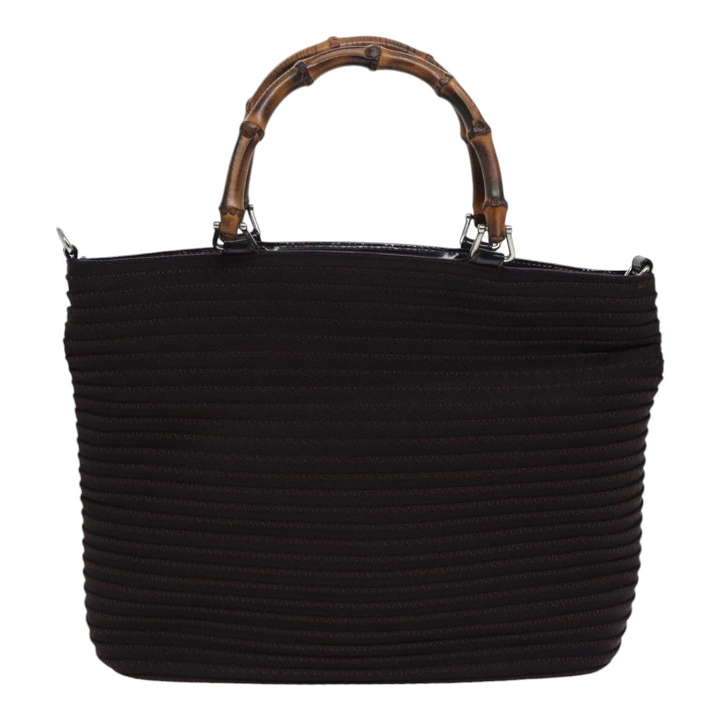 GUCCI Bamboo Hand Bag Canvas Outlet 2way Black Silver 000 1998 0540 ep5245