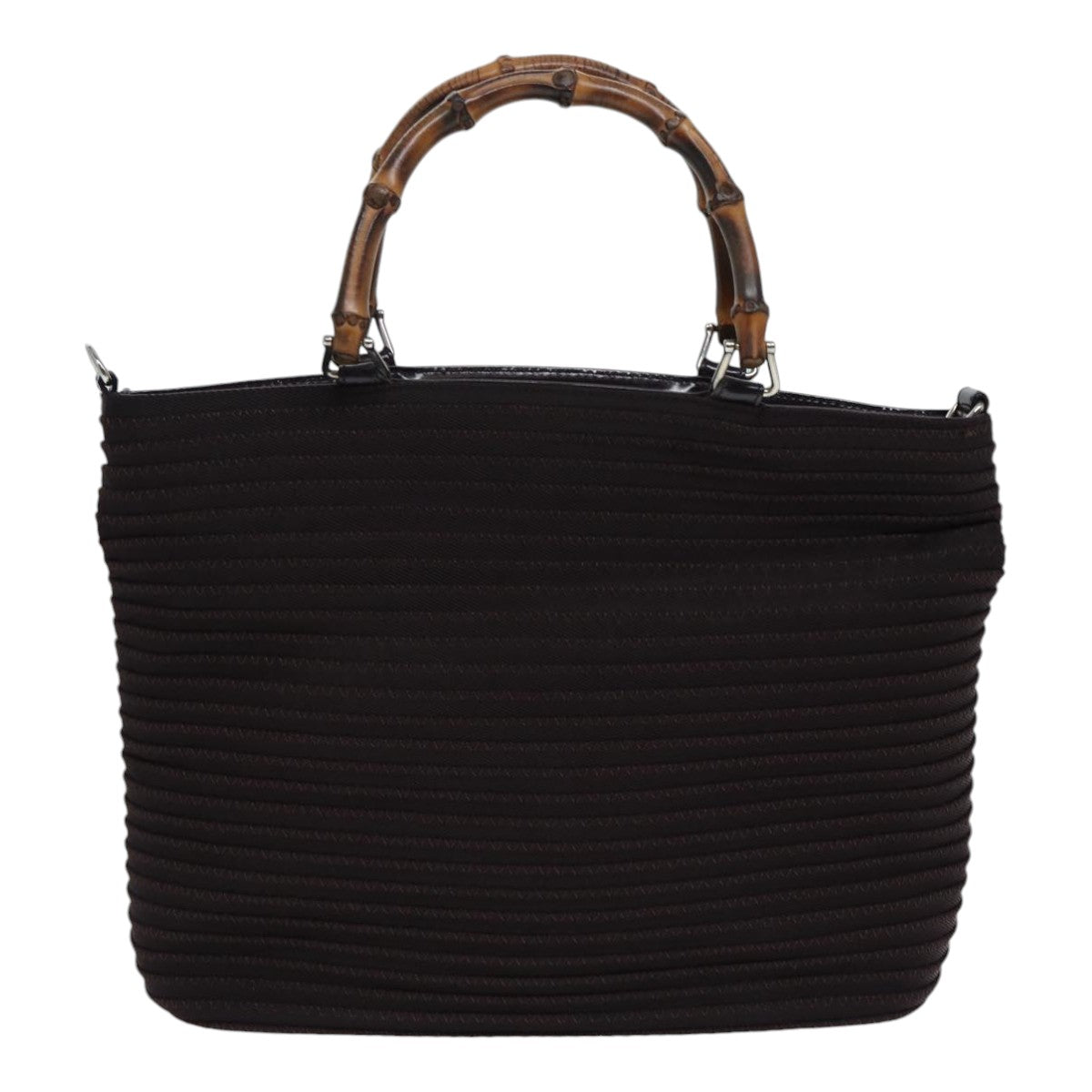 GUCCI Bamboo Hand Bag Canvas Outlet 2way Black Silver 000 1998 0540 ep5245