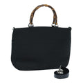 GUCCI Bamboo Hand Bag Canvas 2way Black Gold 000 1998 0540 ep5246