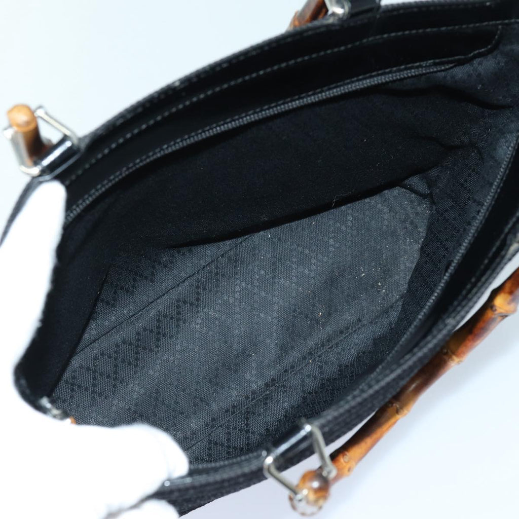 GUCCI Bamboo Hand Bag Canvas 2way Black Gold 000 1998 0540 ep5246