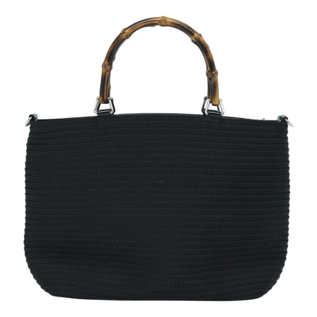 GUCCI Bamboo Hand Bag Canvas 2way Black Gold 000 1998 0540 ep5246