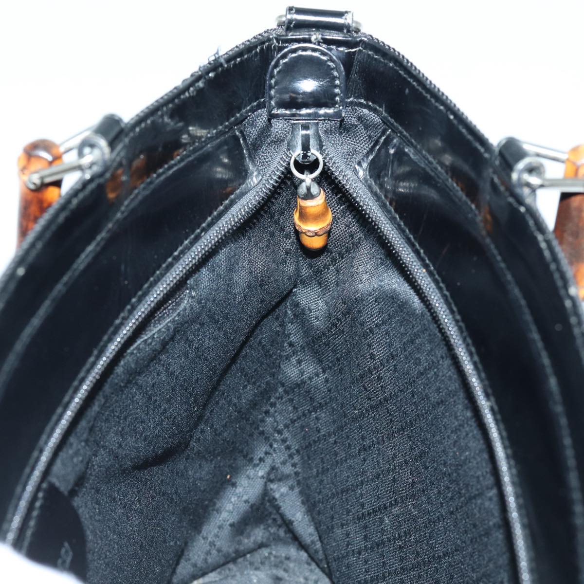 GUCCI Bamboo Hand Bag Canvas 2way Black Gold 000 1998 0540 ep5246