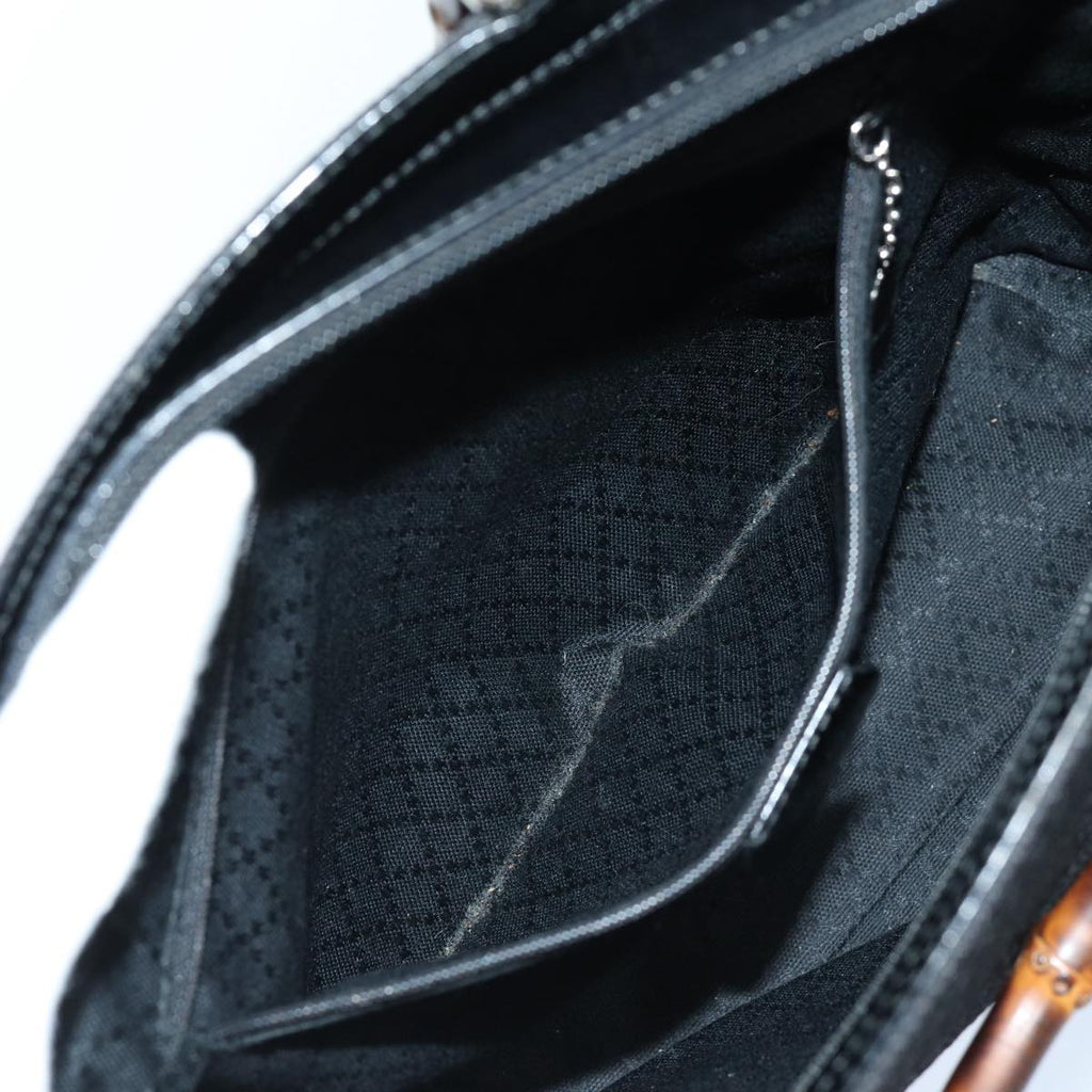 GUCCI Bamboo Hand Bag Canvas 2way Black Gold 000 1998 0540 ep5246