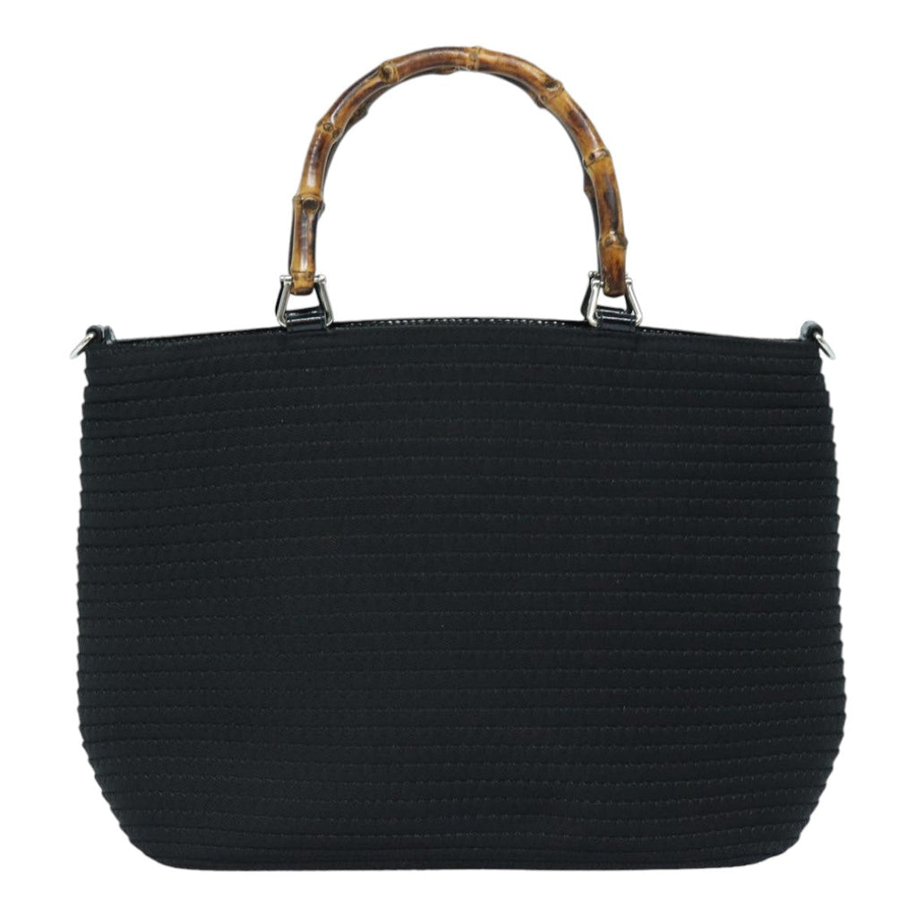GUCCI Bamboo Hand Bag Canvas 2way Black Gold 000 1998 0540 ep5246