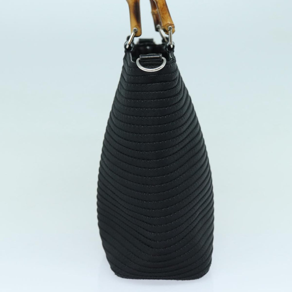GUCCI Bamboo Hand Bag Canvas 2way Black Gold 000 1998 0540 ep5246