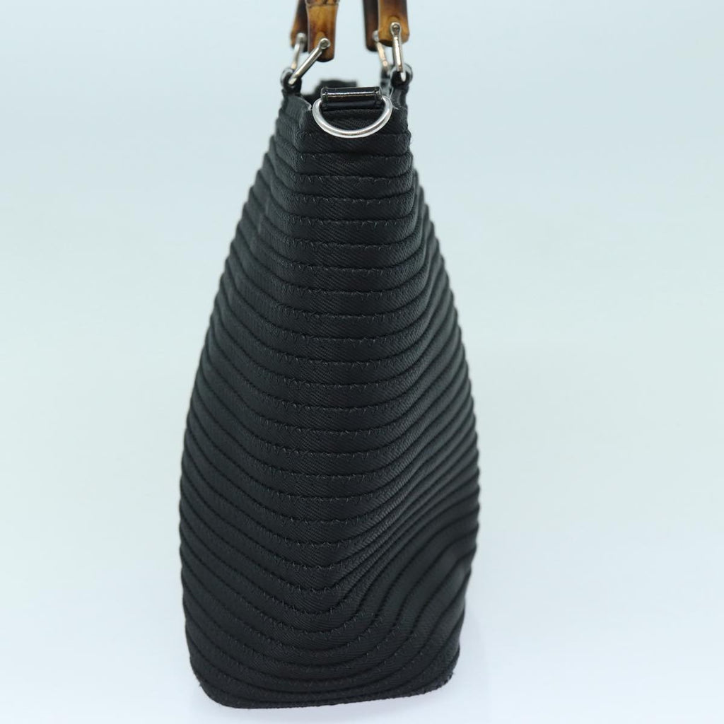 GUCCI Bamboo Hand Bag Canvas 2way Black Gold 000 1998 0540 ep5246