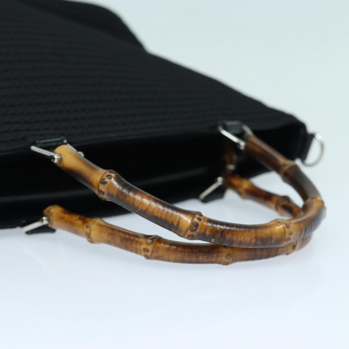 GUCCI Bamboo Hand Bag Canvas 2way Black Gold 000 1998 0540 ep5246