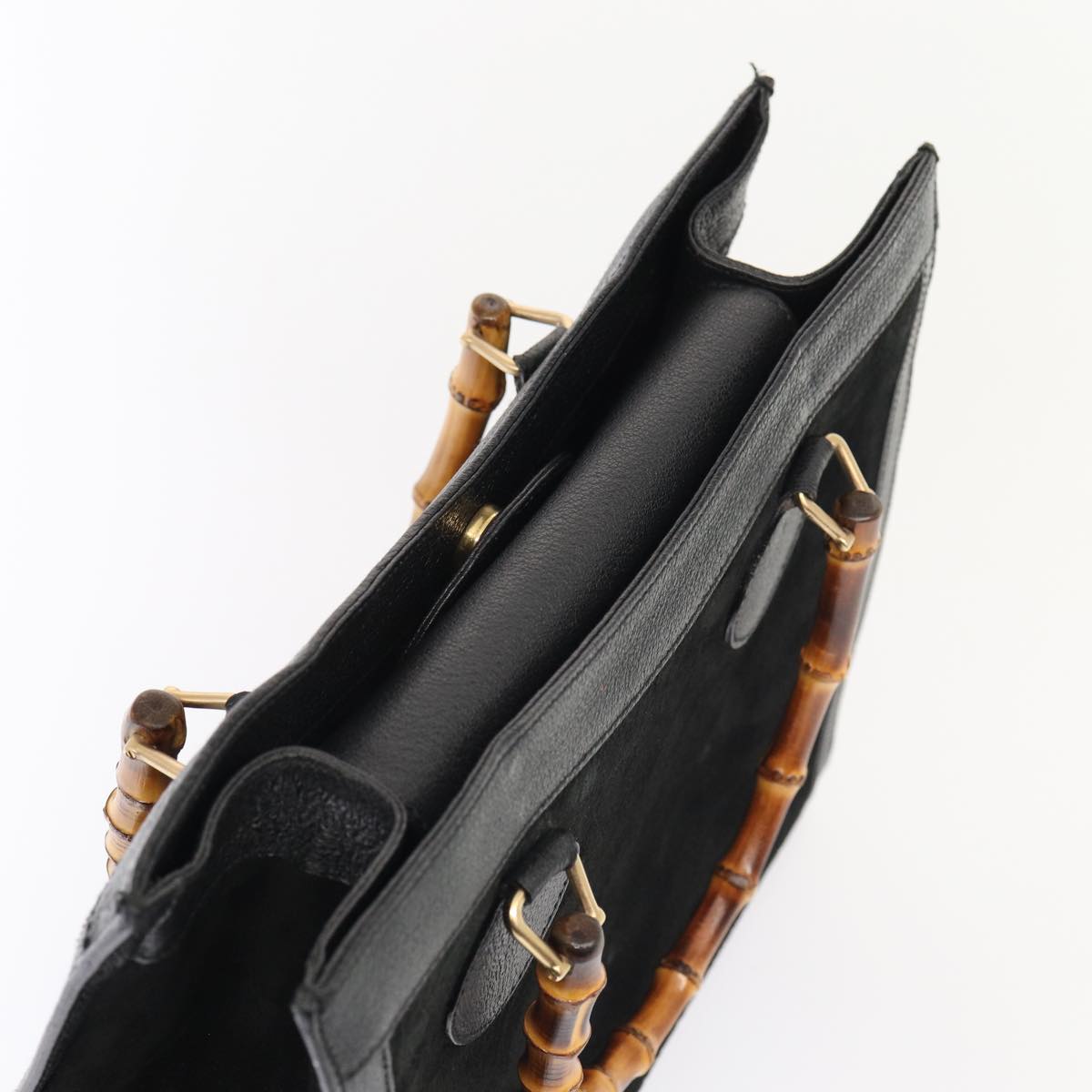 GUCCI Bamboo Hand Bag Suede Black Gold 002 2853 0260 0 ep5257