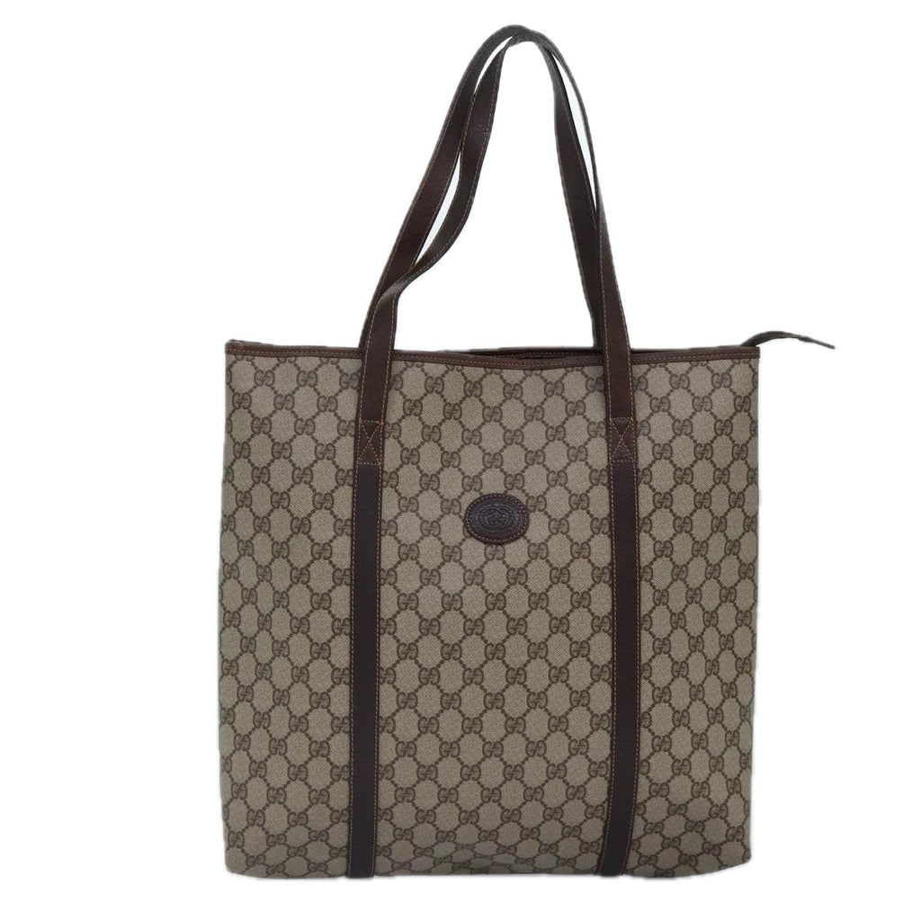 GUCCI GG Supreme Tote Bag PVC Leather Beige ep5258