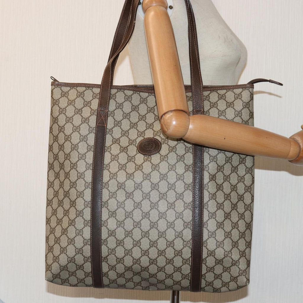 GUCCI GG Supreme Tote Bag PVC Leather Beige ep5258