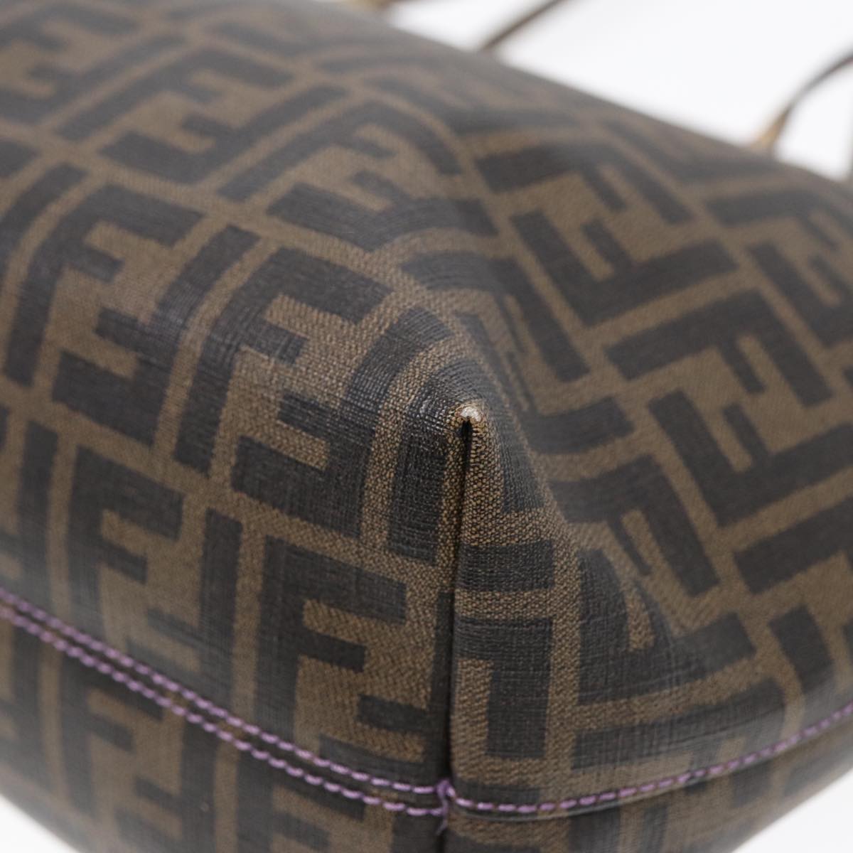 FENDI Zucca Canvas Tote Bag Brown Black gold ep5268