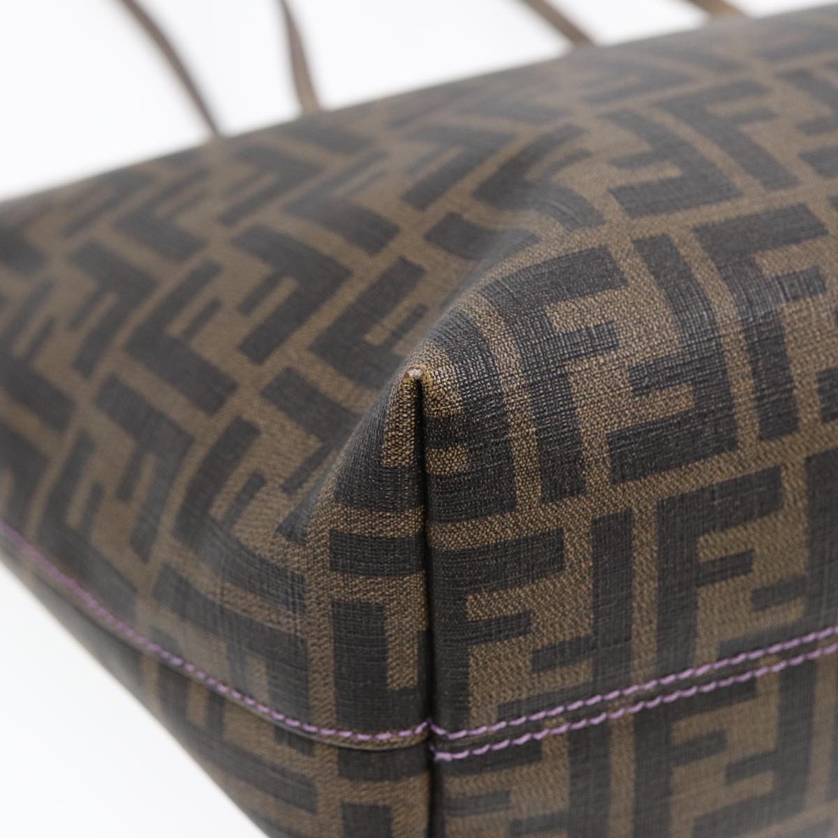 FENDI Zucca Canvas Tote Bag Brown Black gold ep5268