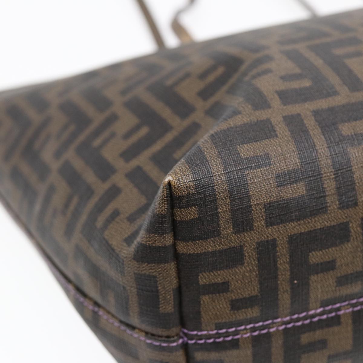 FENDI Zucca Canvas Tote Bag Brown Black gold ep5268