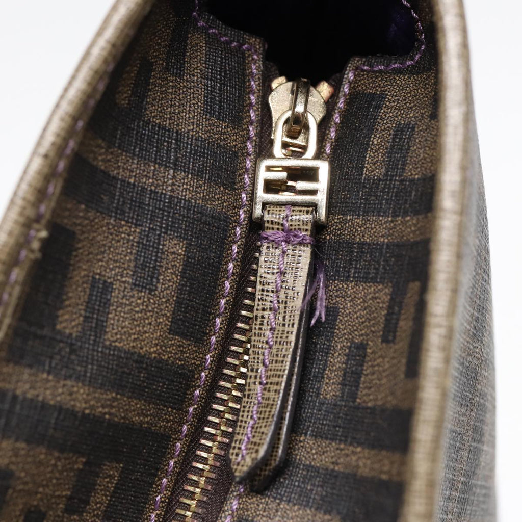 FENDI Zucca Canvas Tote Bag Brown Black gold ep5268