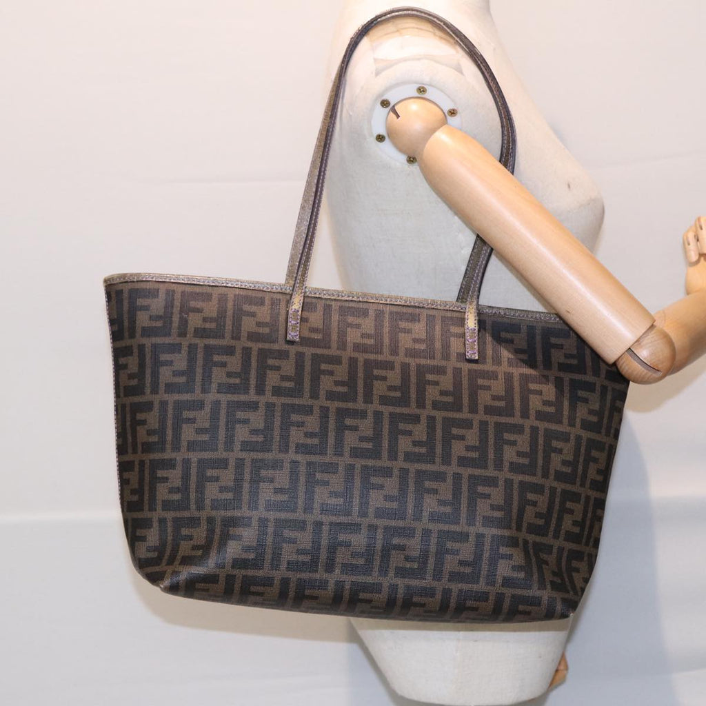FENDI Zucca Canvas Tote Bag Brown Black gold ep5268