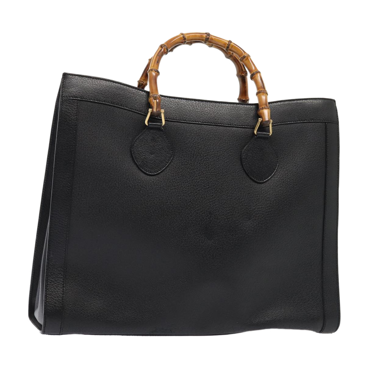 GUCCI Bamboo Hand Bag Leather Black Gold 002 1186 0259 ep5273