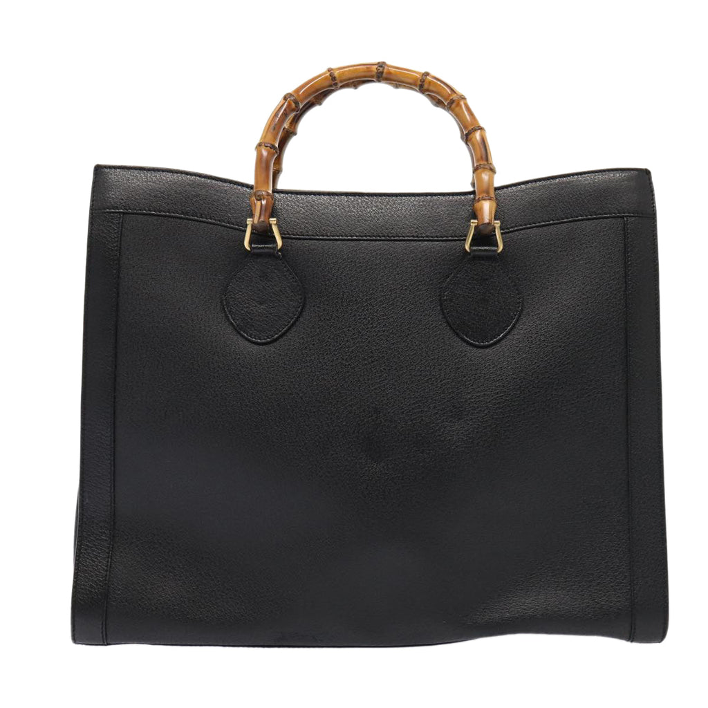 GUCCI Bamboo Hand Bag Leather Black Gold 002 1186 0259 ep5273