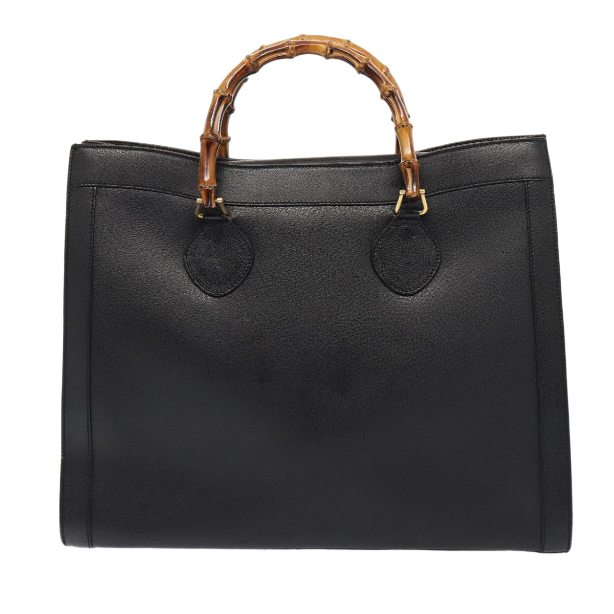 GUCCI Bamboo Hand Bag Leather Black Gold 002 1186 0259 ep5273
