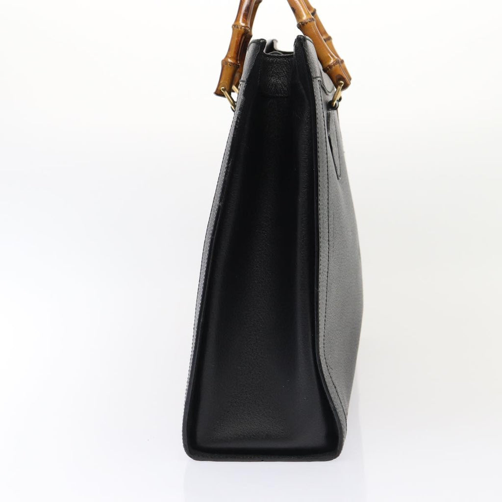 GUCCI Bamboo Hand Bag Leather Black Gold 002 1186 0259 ep5273