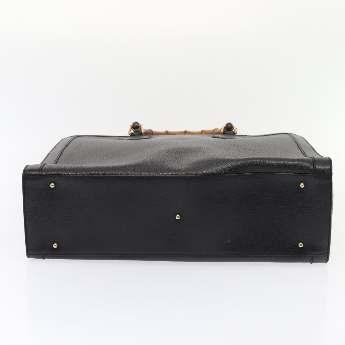 GUCCI Bamboo Hand Bag Leather Black Gold 002 1186 0259 ep5273