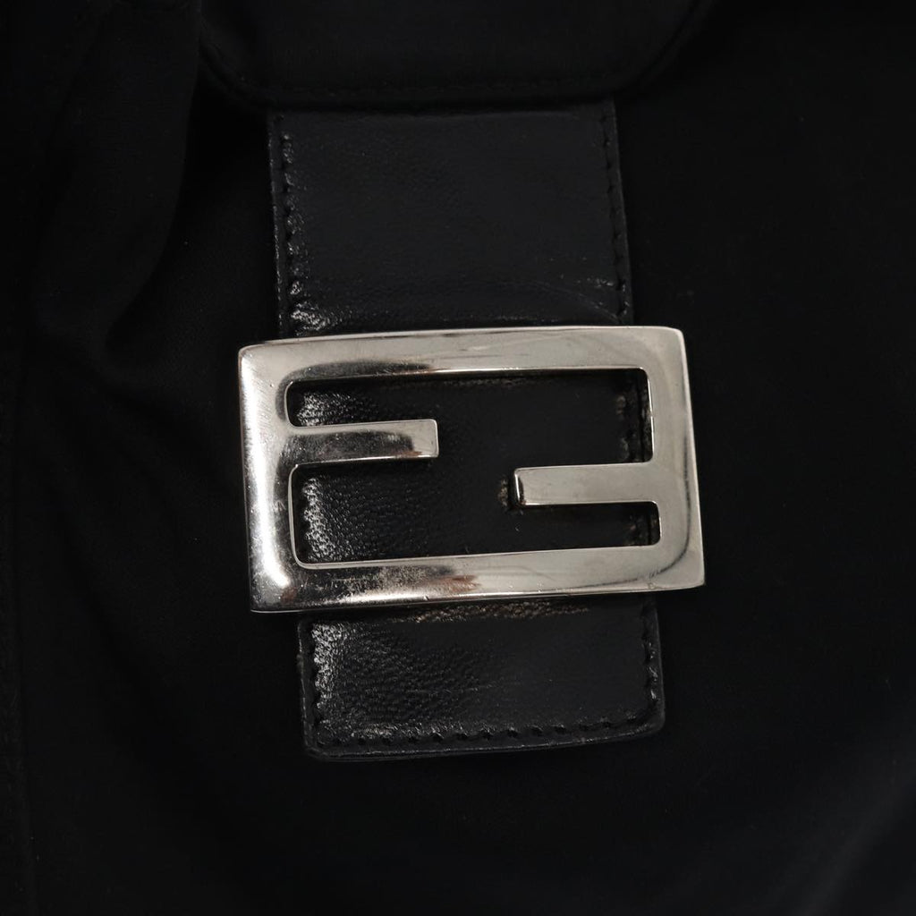 FENDI Mamma Baguette Hand Bag Nylon Black Silver ep5313