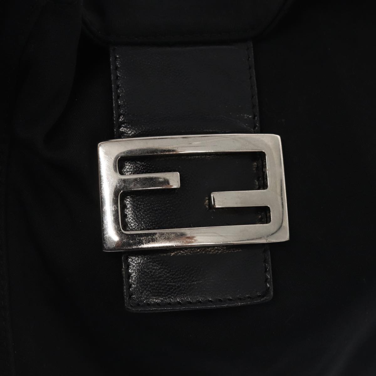 FENDI Mamma Baguette Hand Bag Nylon Black Silver ep5313