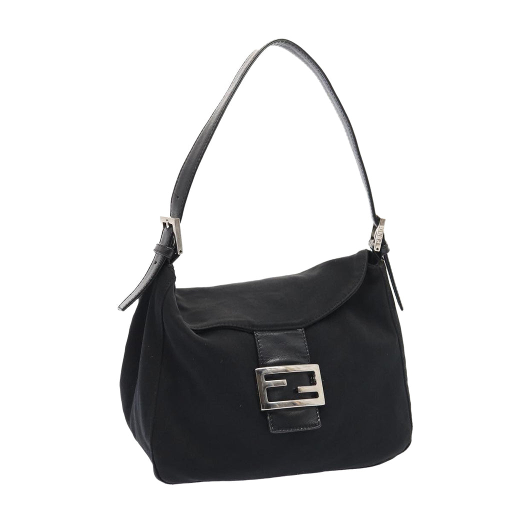 FENDI Mamma Baguette Hand Bag Nylon Black Silver ep5313