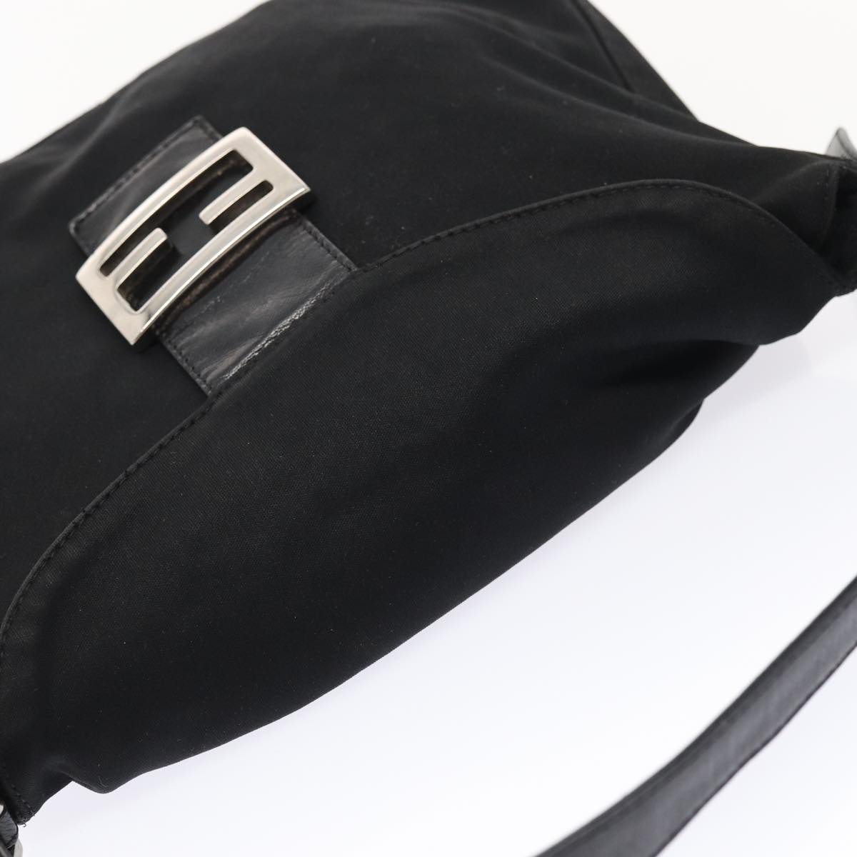FENDI Mamma Baguette Hand Bag Nylon Black Silver ep5313