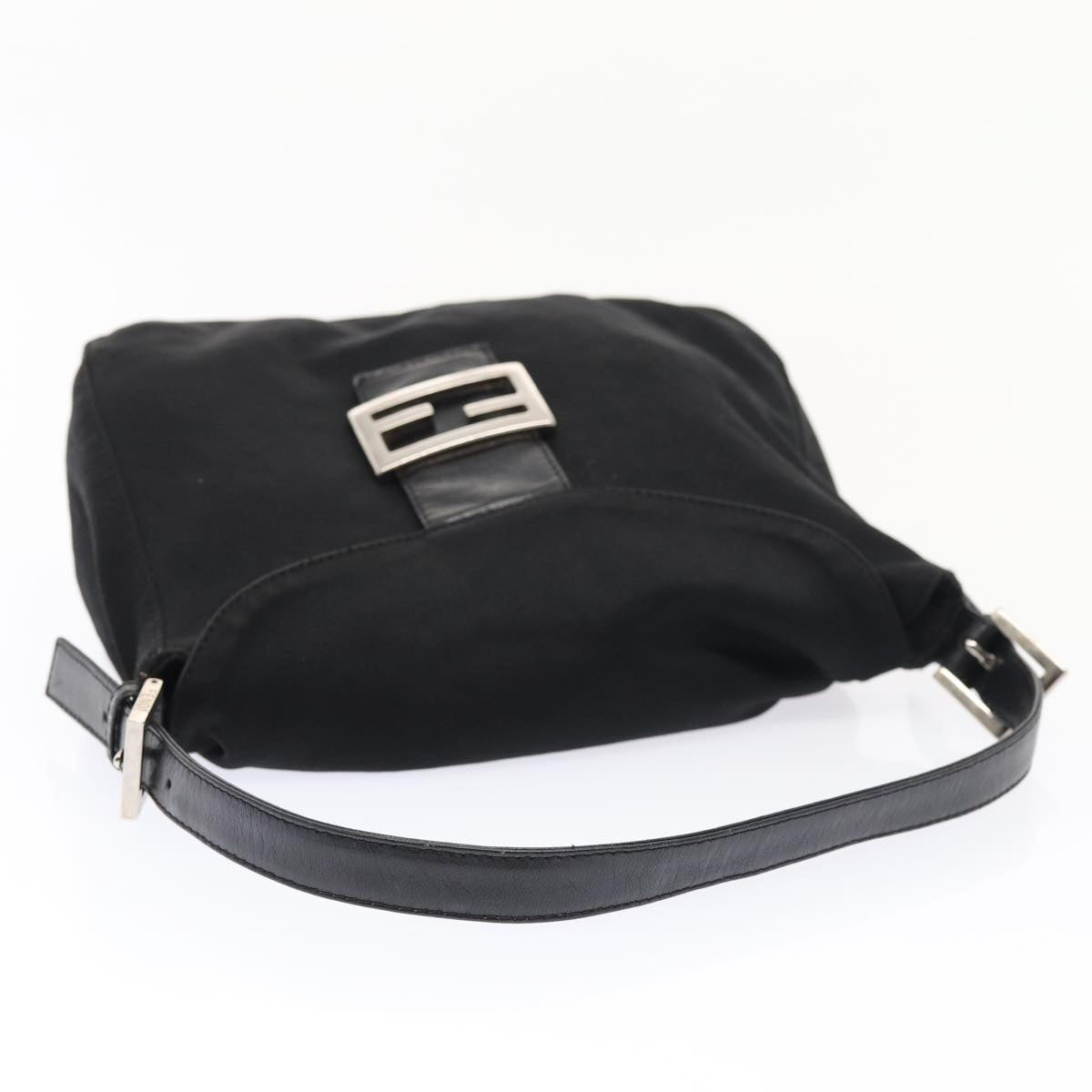 FENDI Mamma Baguette Hand Bag Nylon Black Silver ep5313