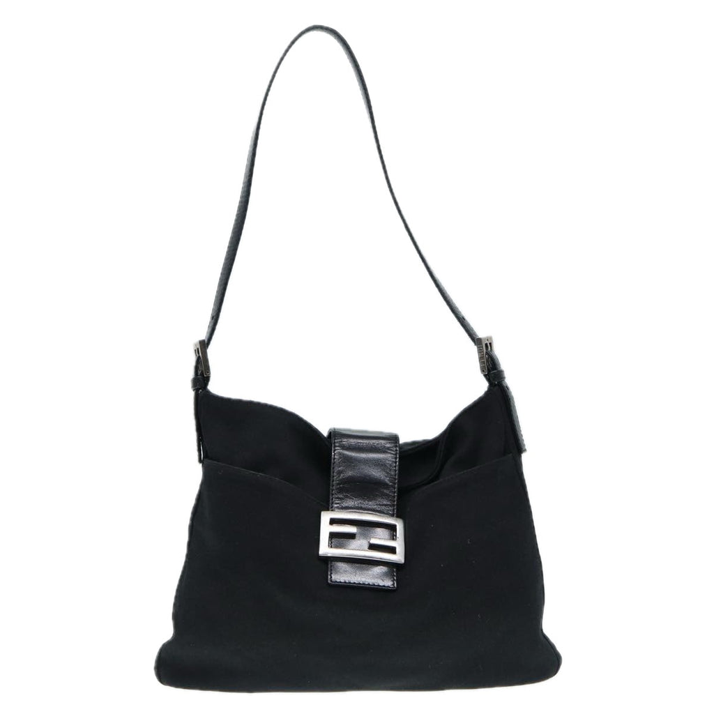 FENDI Shoulder Bag Nylon Black Silver ep5315