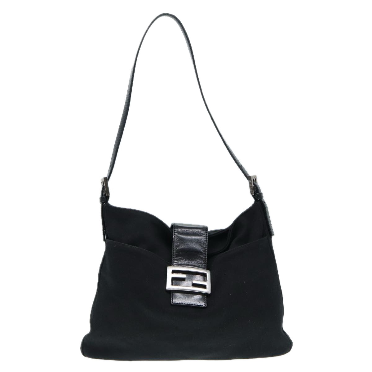 FENDI Shoulder Bag Nylon Black Silver ep5315