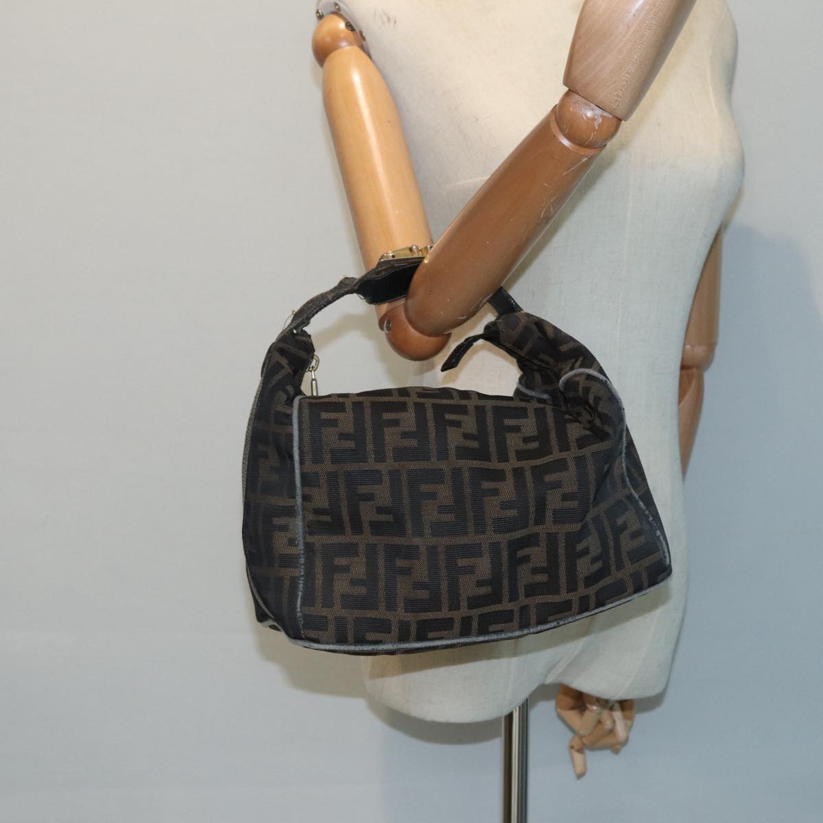 FENDI Zucca Canvas Vanity Bag Brown Black gold ep5316