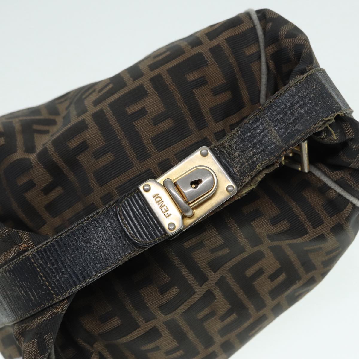 FENDI Zucca Canvas Vanity Bag Brown Black gold ep5316
