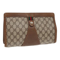 GUCCI GG Supreme Web Sherry Line Clutch Bag PVC Beige Gold 89 01 033 ep5318